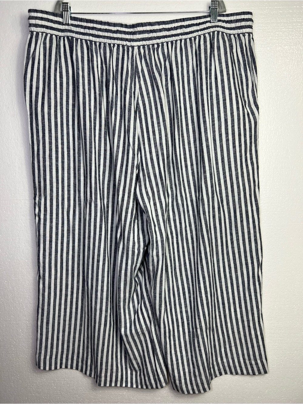 Chaps striped wide-leg pants linen blend size 2X